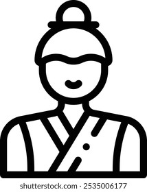 Icono de chica. Diseño De Estilo Lineal Delgado Aislado Sobre Fondo Blanco