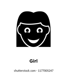 Girl icon vector isolated on white background, logo concept of Girl sign on transparent background, filled black symbol