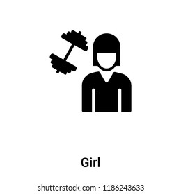 Girl icon vector isolated on white background, logo concept of Girl sign on transparent background, filled black symbol