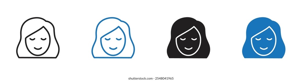 Esquema del conjunto de Vector de icono de niña
