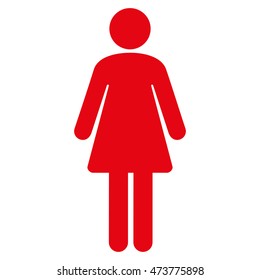 Girl icon. Vector style is flat iconic symbol with rounded angles, red color, white background.