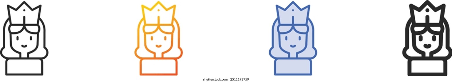 girl icon.Thin Linear, Gradient, Blue Stroke and bold Style Design Isolated On White Background