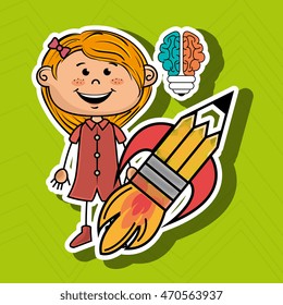 girl idea brain vector illustration graphic eps 10