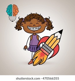 girl idea brain vector illustration graphic eps 10