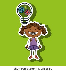 girl idea gears icon vector illustration graphic