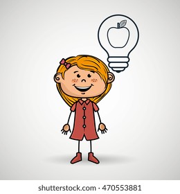 girl idea gears icon vector illustration graphic