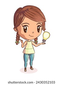Concepto de diseño de gestos de solución de idea de chica