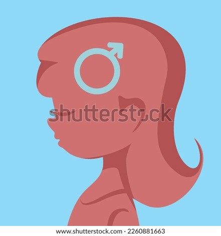 
Girl Identifies as Boy due to Gender Dysphoria Vector Concept Illustration. Person feeling trapped by birth assigned gender 
