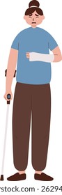 Menina com Ilustração de Doença e Lesão. Caractere Vetorial em Design de Desenho Animado Plano e Forma