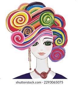 Girl illustration. Candy and more