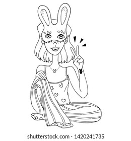 Girl illustration in home pajamas