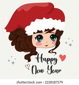girl illustration with new year concept