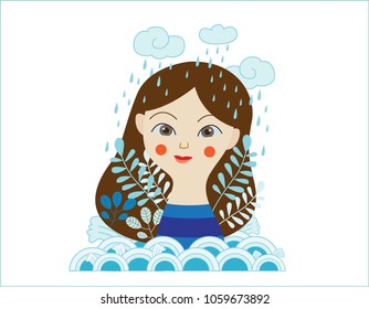girl illustration print. Pop Surrealism, fine art drawing.