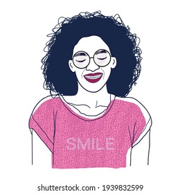 Girl illustration, girl smiling, modern style art