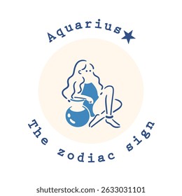 【Zodiac Sign】11.Aquarius girl illustration stock