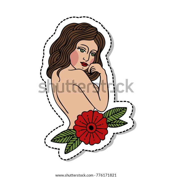 Girl Illustration Traditional Tattoo Flash Stock Vector Royalty Free Shutterstock