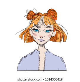 girl illustration vector drawing 