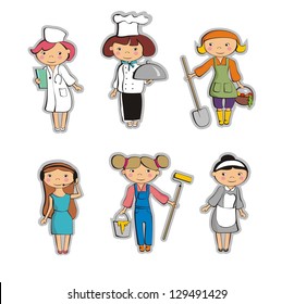The girl in the image of professional, cute, vector.