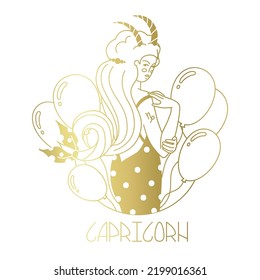 Girl in the image of the zodiac sign Sagittarius. Beauty astrology. Individual horoscope with beautiful women. Analysis of the characteristics of the date of birth. Flat style in vector illustration.