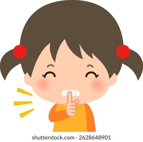 Girl with index finger in front of her mouth