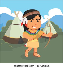 girl indian holding bow