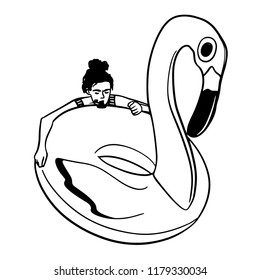 girl inflating a flank float
