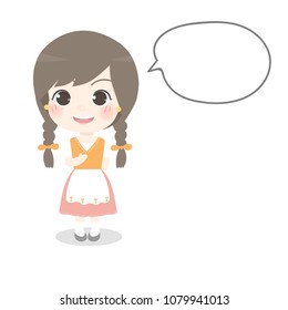 Girl introducing herself, vector illustration.