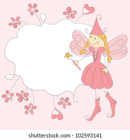 Girl invitation card with fairy
