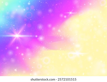 Girl Invitation. Pink Princess Background. Rainbow Hologram. Holographic Mystical Mesh. Purple Pastel Pattern. Blue Galaxy Gradient. Magic Backdrop. Party Girl Invitation.