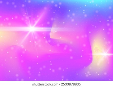 Girl Invitation. Pink Unicorn Background. Princess Pattern. Fairytale Magical Mesh. Purple Sparkles Hologram. Lilac Abstract Gradient. Rainbow Glitter. Candy Girl Invitation.