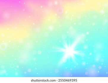 Girl Invitation. Purple Fairy Gradient. Magic Background. Fairytale Cosmic Effect. Pink Magical Pattern. Blue Mystical Hologram. Rainbow Glitter. Dream Girl Invitation.