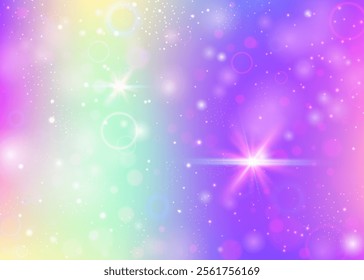 Girl Invitation. Purple Rainbow Hologram. Princess Background. Iridescent Galaxy Mesh. Pink Fantasy Pattern. Blue Magical Gradient. Fairy Glitter. Dream Girl Invitation.