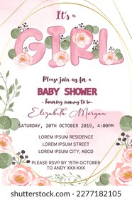 Its a girl invitation template with flowers