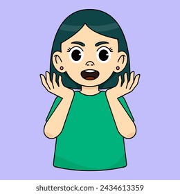 Girl irritated, frowning, grimacing puzzled and shrugging, hands raised