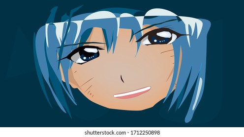 a girl from a Japanese anime on a dark background. vector.