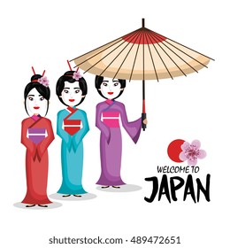 girl japanese kimono welcome japan icon
