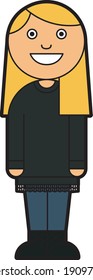 Girl in jeans and a dark sweater