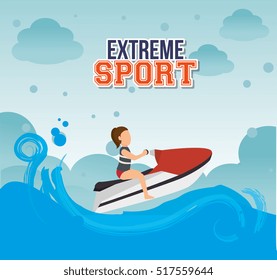 girl jet ski waves sea emblem