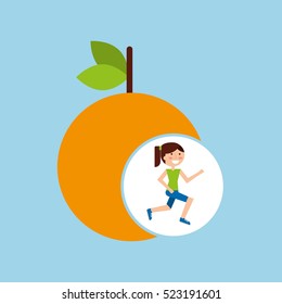 girl jogger orange healthy lifestyle vector illustration eps 10