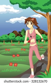 Girl Jogging Outdoor