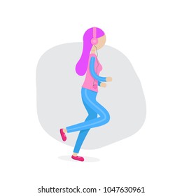 Girl jogging in sportswear vector illustration