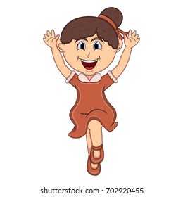 A girl jump cartoon vector illustration