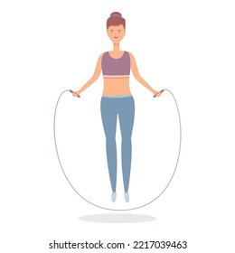 Girl jump rope icon cartoon vector. Street training. Sport workout