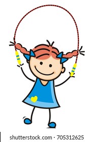  girl and jump rope, vector icon