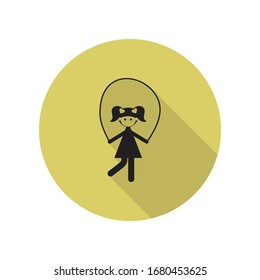 girl with a jumper long shadow icon. Simple glyph, flat vector of FAMILY icons for ui and ux, website or mobile application