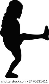 a girl jumping body silhouette vector