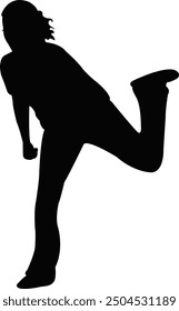 a girl jumping body silhouette vector