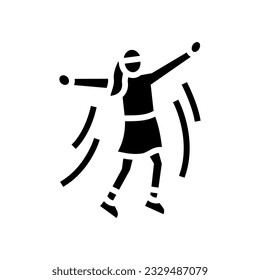 girl jumping glyph icon vector. girl jumping sign. isolated symbol illustration