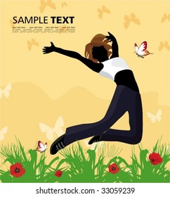 Girl jumping of joy
