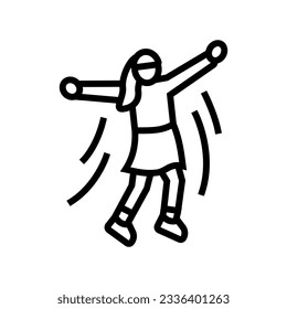 vector de icono de salto de línea de chica. chica saltando la señal. símbolo de contorno aislado ilustración negra